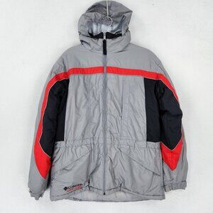 Columbia Coat Boys 18 20 Gray Red Challenge Series Hooded Winter Ski Outdoor